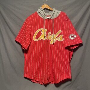 NFL Kansas City Chiefs Hooded Short Sleeve Striped Jersey Large